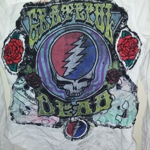 White abercrombie and Fitch custom grateful dead